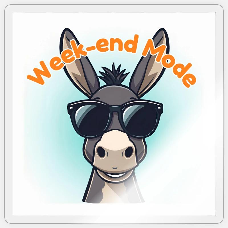 Esel-Wochenend-Mode Sticker Größe S (10 x 10 cm)