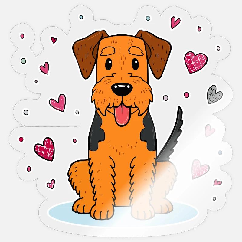 Airedale Terrier (Comic) Sticker Größe S (10 x 10 cm)