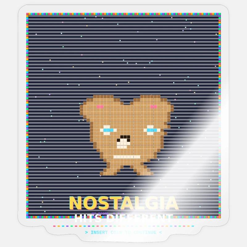 Nostalgia Pixel Bear : RetroGlanz Design - Sticker taille S (10 x 10 cm) - brillant transparent