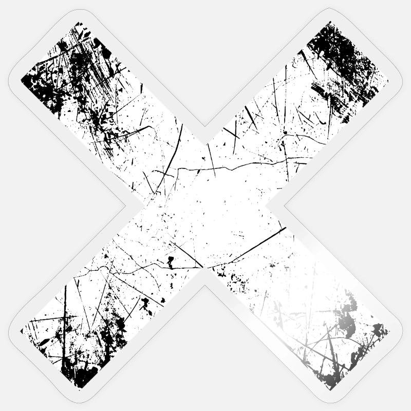 Grunge X Cut Pattern - Sticker size S (10 x 10 cm) - transparent glossy
