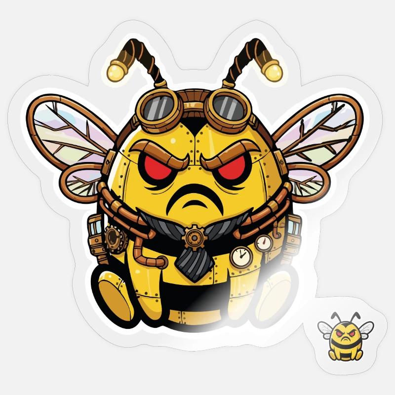 Bionic Edgy Steampunk Cyborg Bee Sticker size S (10 x 10 cm)