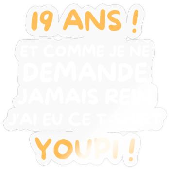 Funny Draw Boy Teen 19 Years Funny Birthday 19 - Sticker taille S (10 x 10 cm) - brillant transparent - Devant