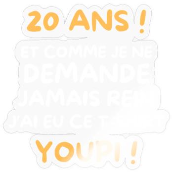 Funny Draw Boy Teen 20 Years Funny Birthday 20 - Sticker taille S (10 x 10 cm) - brillant transparent - Devant