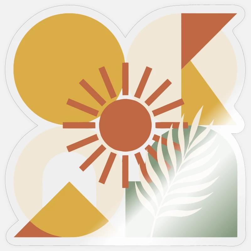 Boho Abstract Geometric Botanical Sunburst Sticker size S (10 x 10 cm)