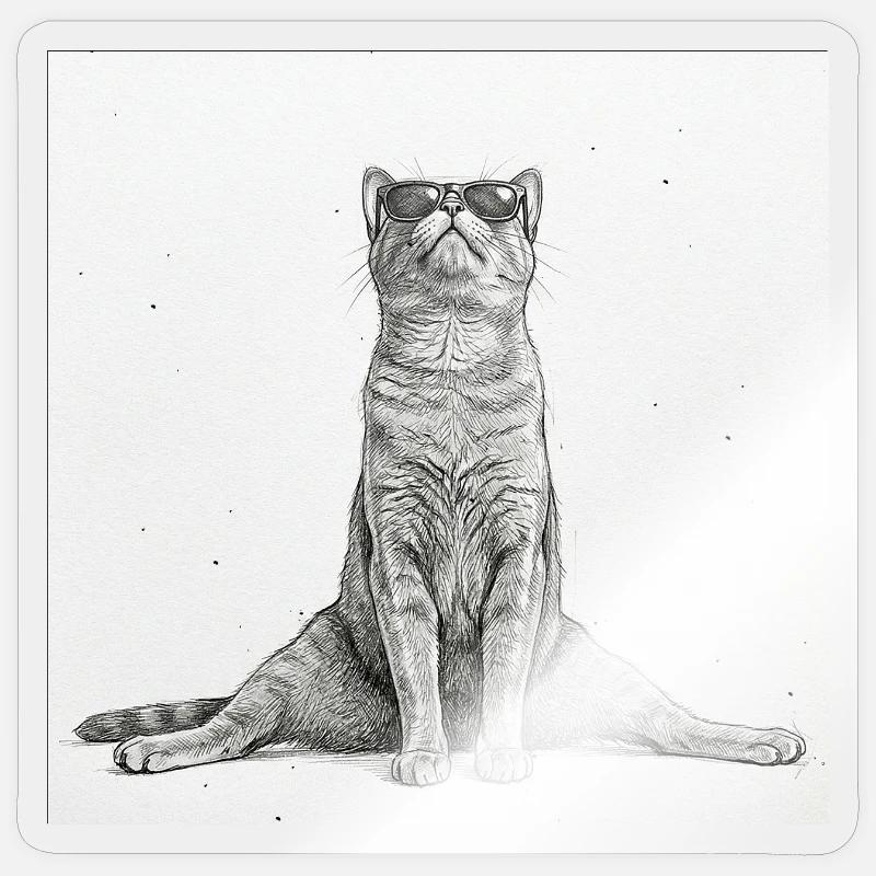 Cool Cat Yoga Splits - Sticker size S (10 x 10 cm) - transparent glossy