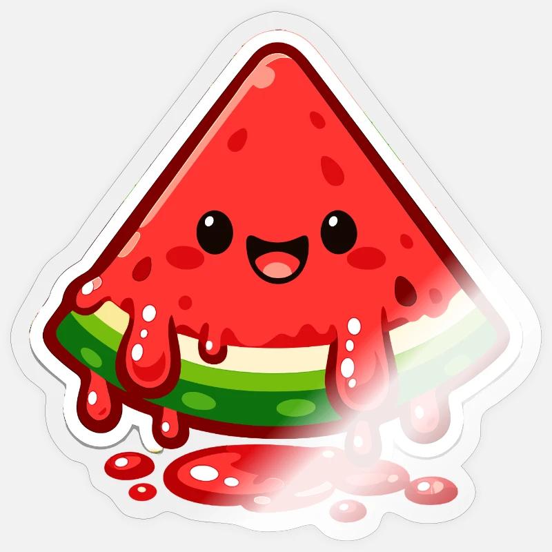 Fröhliche Wassermelone Slice - Sticker Größe S (10 x 10 cm) - Transparent glänzend