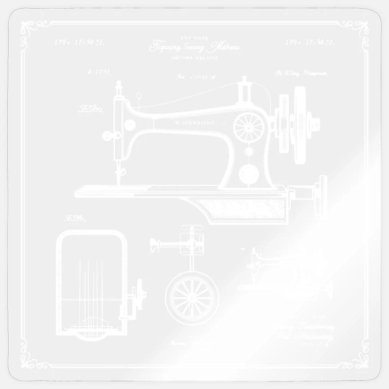 Plan de machine à coudre antique Sticker taille S (10 x 10 cm)
