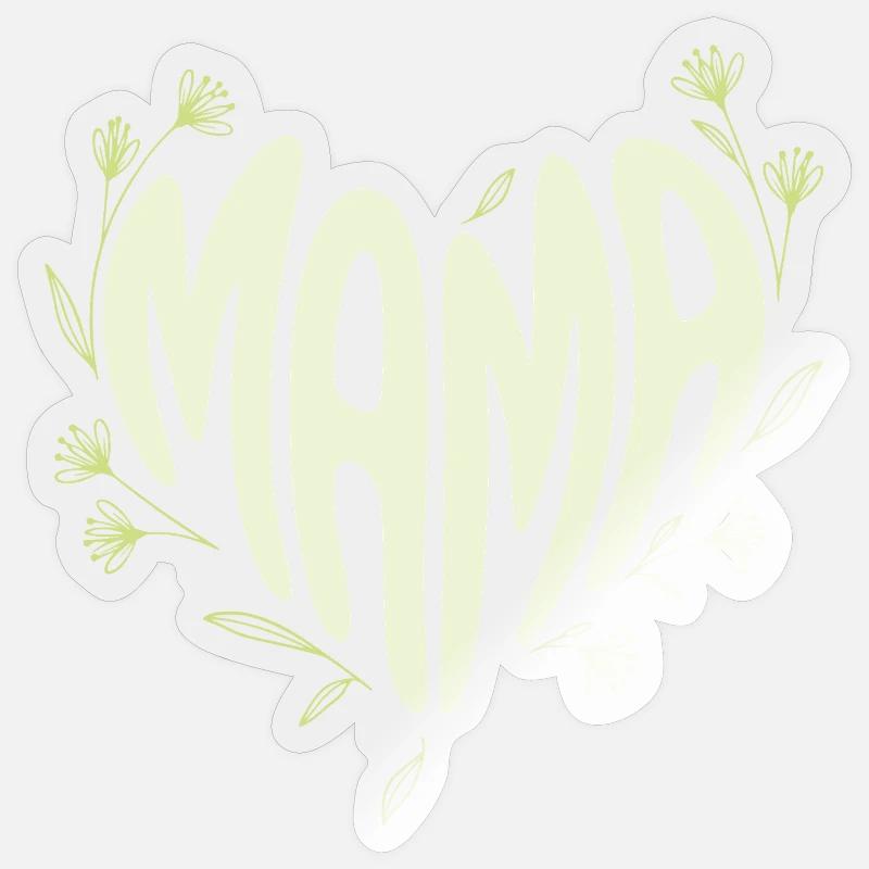 Mama Blütenherz - Sticker Größe S (10 x 10 cm) - Transparent glänzend