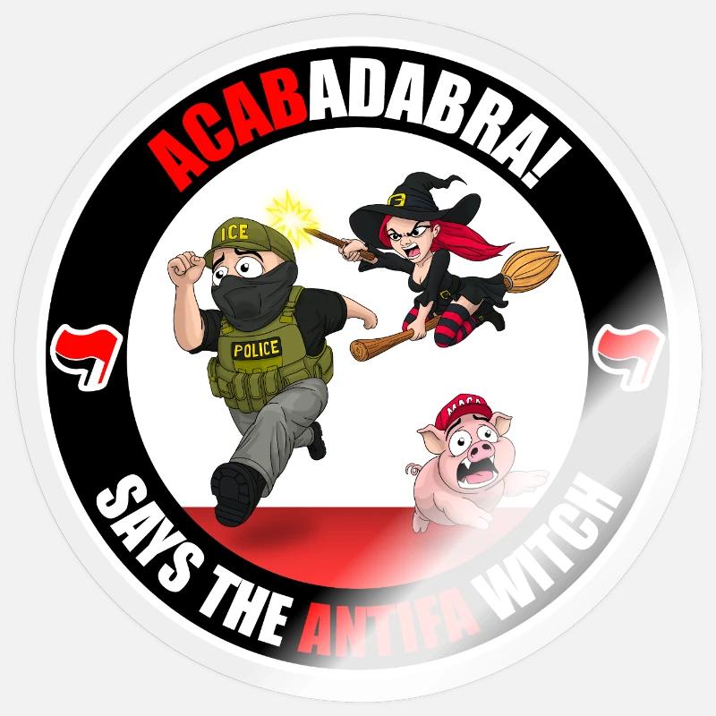 Die Antifa-Hexe – Grenzschutz - Sticker Größe S (10 x 10 cm) - Transparent glänzend