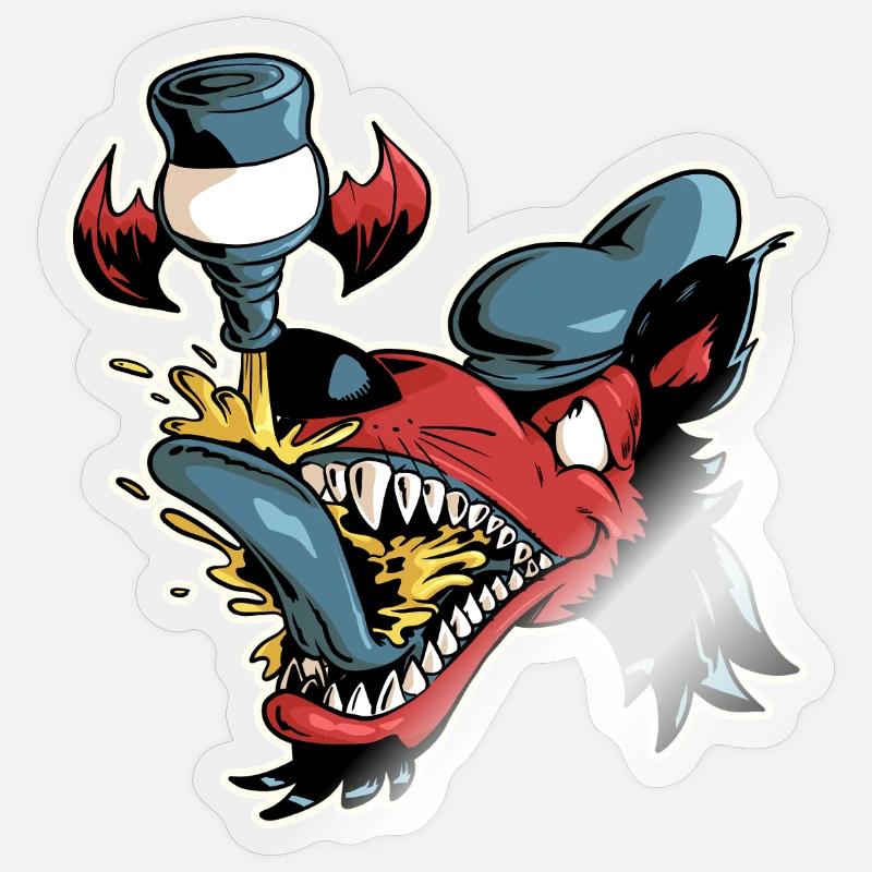 Wolf und fliegendes Bier - Sticker Größe S (10 x 10 cm) - Transparent glänzend