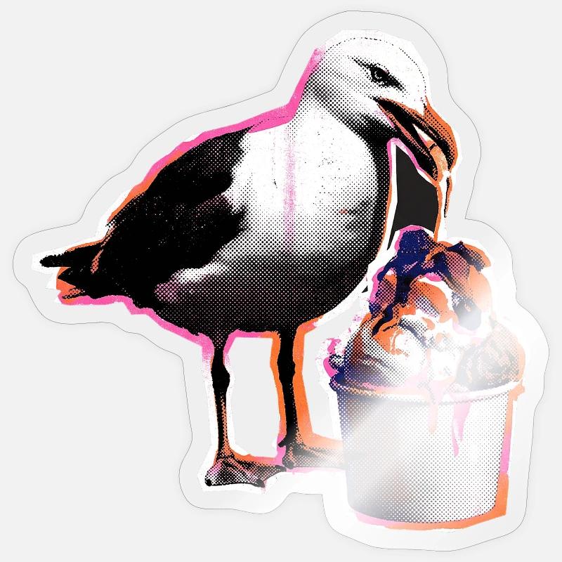 Möwe Isst Eis - Sticker Größe S (10 x 10 cm) - Transparent glänzend