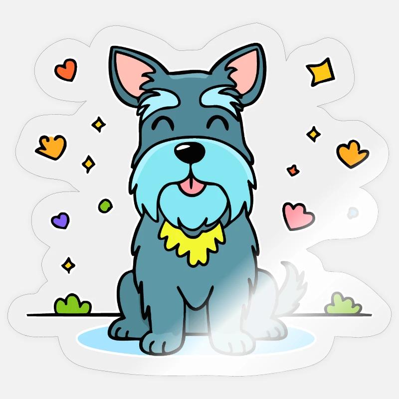 Zwergschnauzer (Comic) - Sticker Größe S (10 x 10 cm) - Transparent glänzend