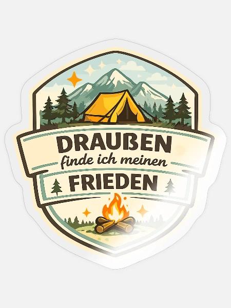 Campingfrieden Badge - Sticker Größe S (10 x 10 cm) - Transparent glänzend