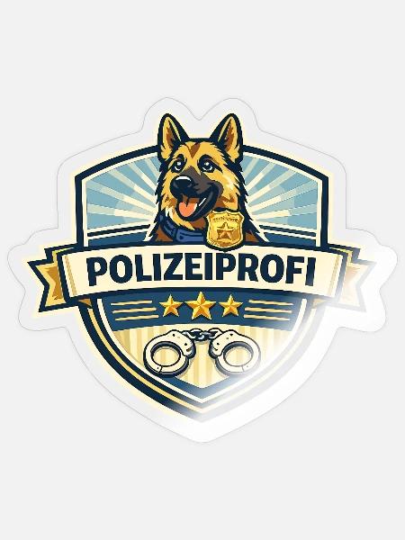 Polizeiprofi Diensthund Badge - Sticker Größe S (10 x 10 cm) - Transparent glänzend