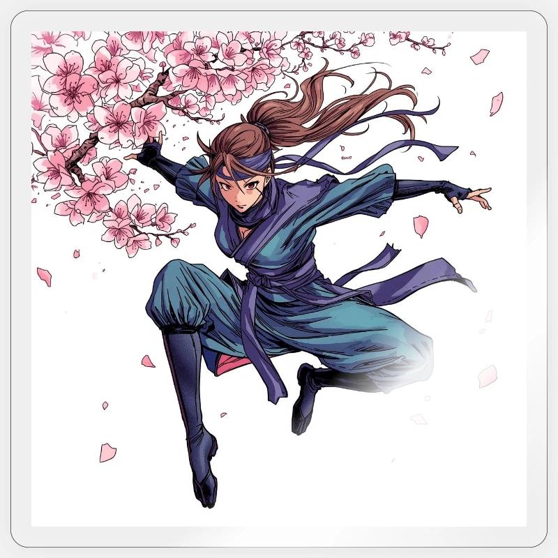 Cherry Blossom Warrior Style - Sticker size S (10 x 10 cm) - transparent glossy