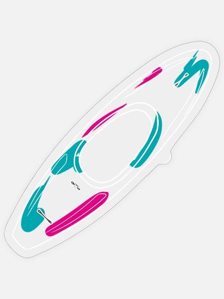 Outlines eines Wildwasserkajaks in Neon-Style - Sticker Größe S (10 x 10 cm) - Transparent glänzend