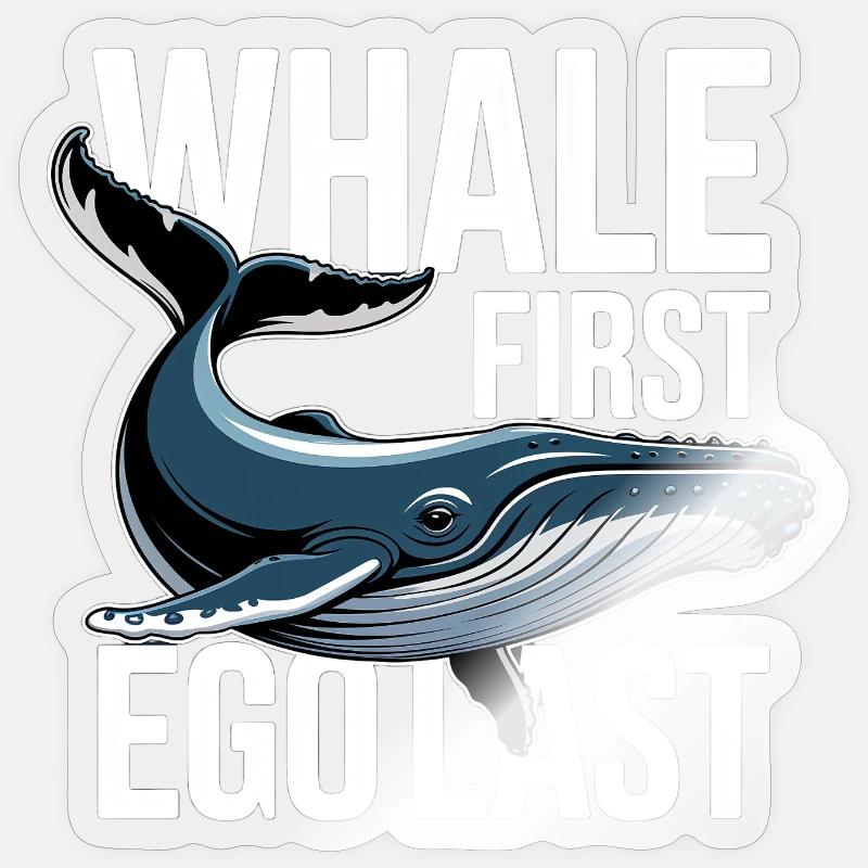 WHALE FIRST • EGO LAST #2 - Sticker Größe S (10 x 10 cm) - Transparent glänzend
