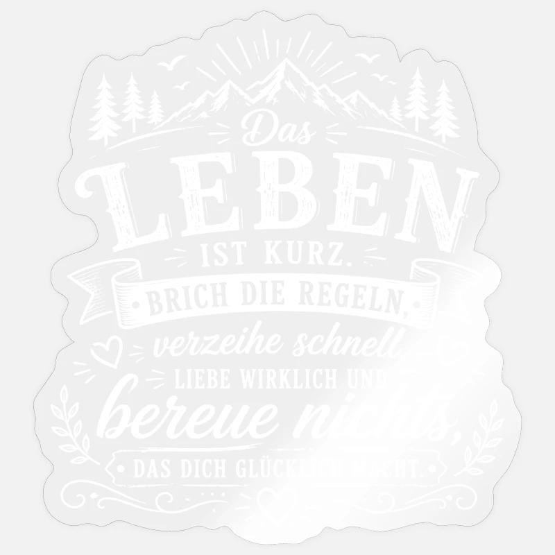 Lebe Mutig – Regeln brechen Zitat - Sticker Größe S (10 x 10 cm) - Transparent glänzend