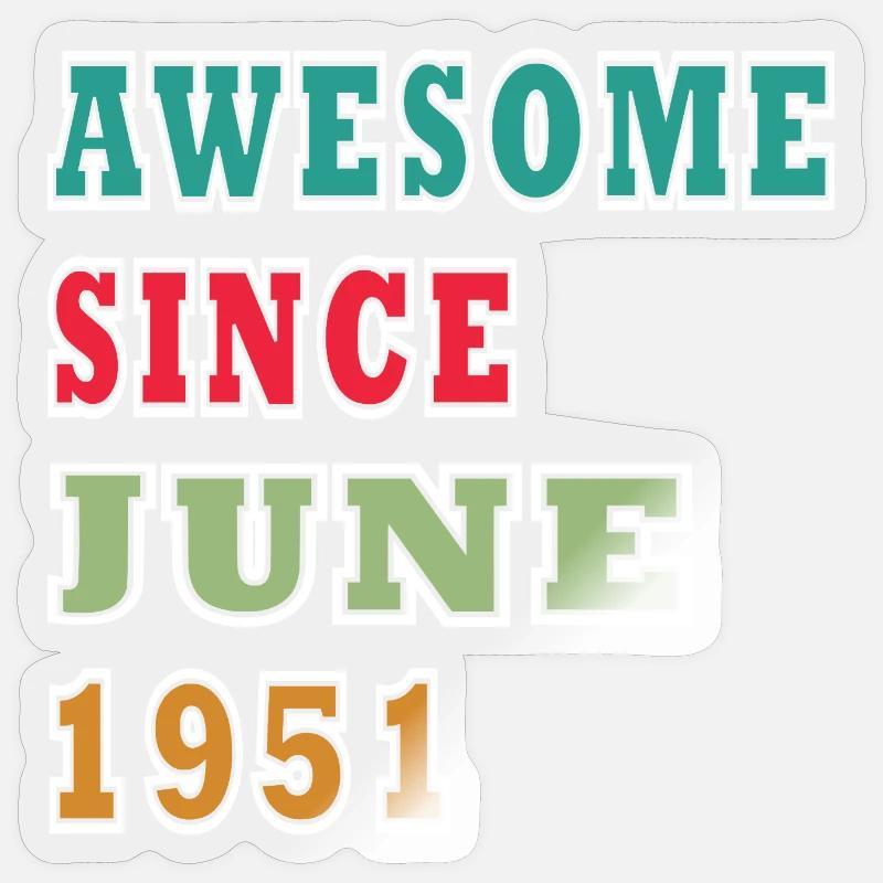 Retro 1951 Juni Layout - Sticker Größe S (10 x 10 cm) - Transparent glänzend