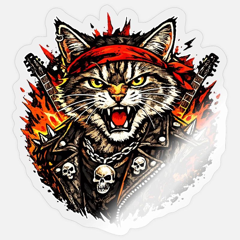 Chat à bascule - Sticker taille S (10 x 10 cm) - brillant transparent