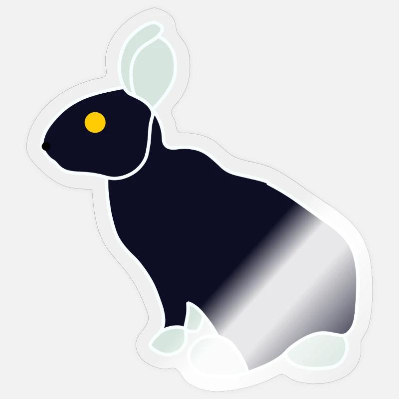 Minimalistischer Blue Black Rabbit - Sticker Größe S (10 x 10 cm) - Transparent glänzend