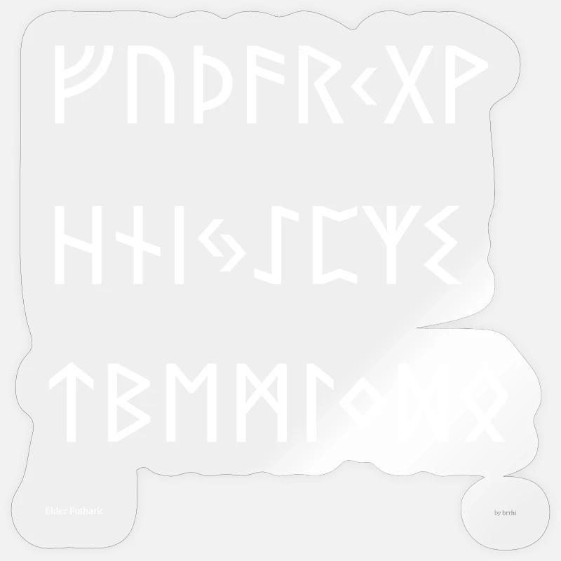 Futhark Elder (blanc) - Sticker taille S (10 x 10 cm) - brillant transparent