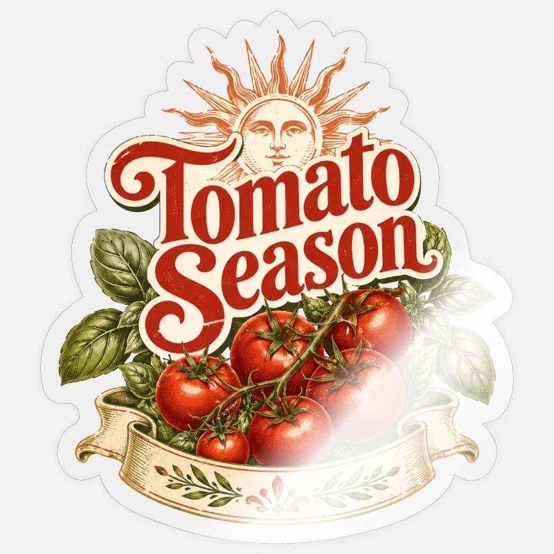 Saison des tomates - Sticker taille S (10 x 10 cm) - brillant transparent