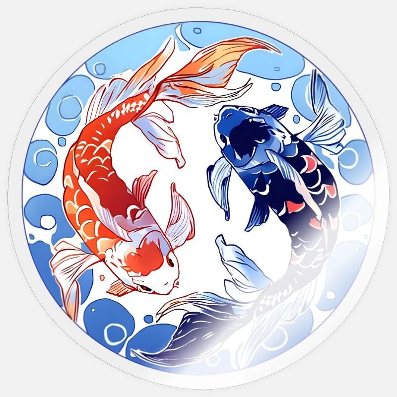 Koi YinYang Circle Design - Sticker size S (10 x 10 cm) - transparent glossy