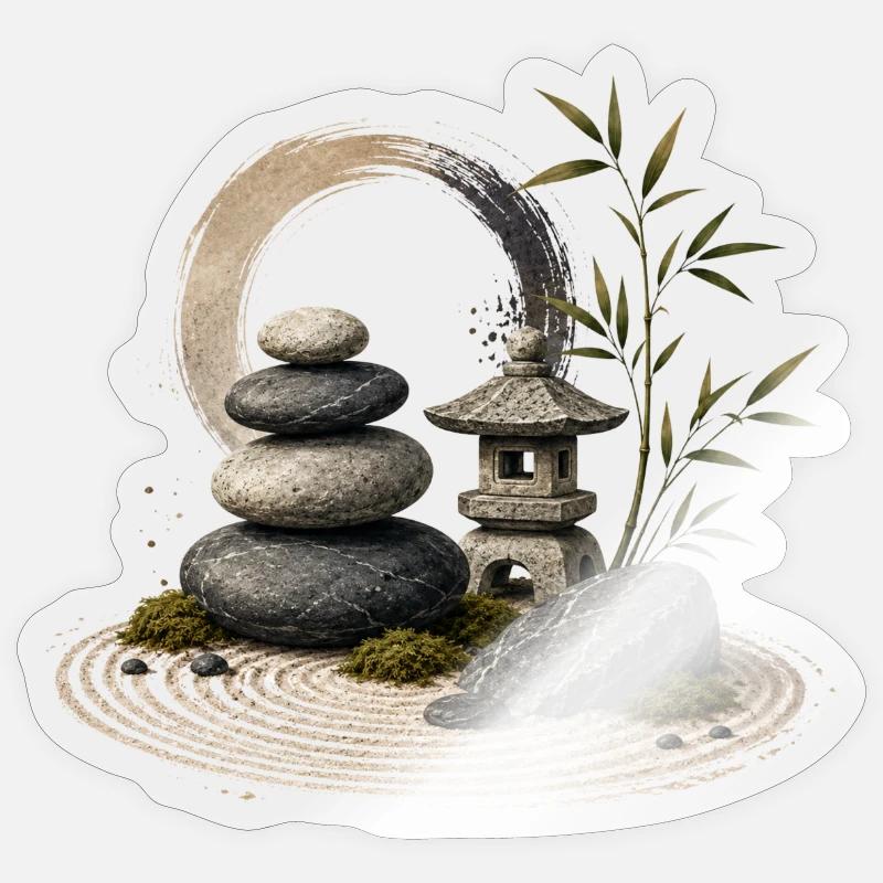 Zen Garden Tranquility - Sticker size S (10 x 10 cm) - transparent glossy