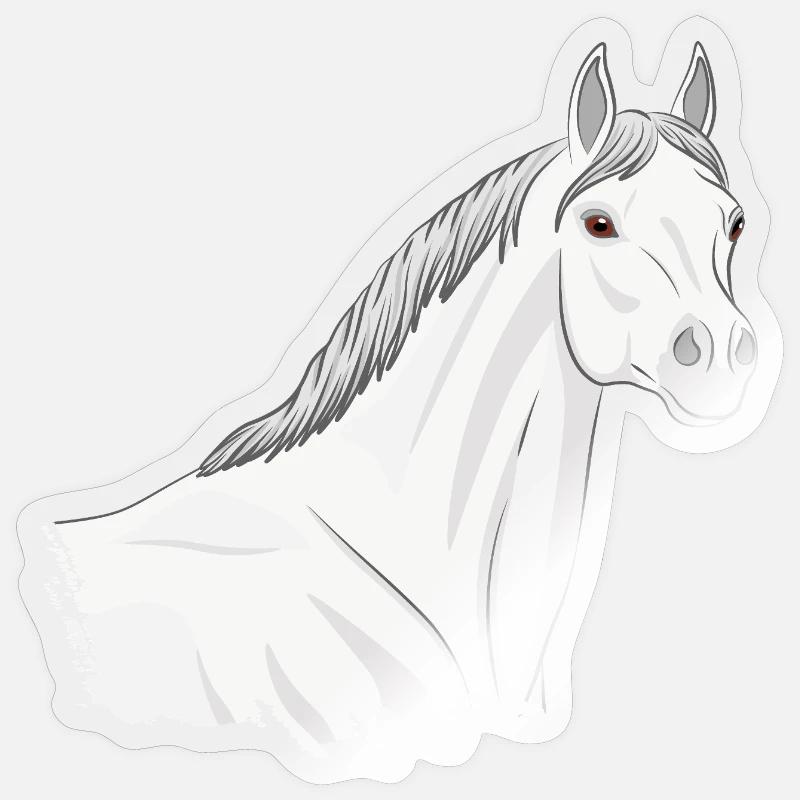 Der Kopf eines hellgrauen Abbayan-Pferdes - Sticker Größe S (10 x 10 cm) - Transparent glänzend