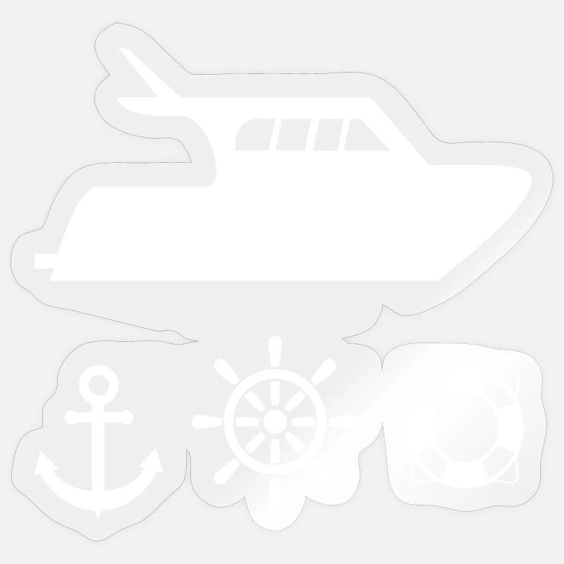Motorboot - Sticker Größe S (10 x 10 cm) - Transparent glänzend