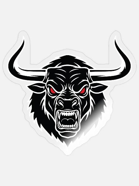 Stier-Minotaurus-Maskottchen-Logo Sportspiel - Sticker Größe S (10 x 10 cm) - Transparent glänzend