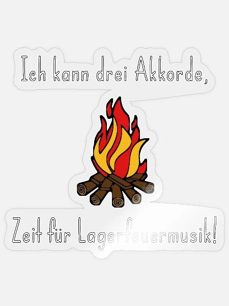Drei Akkorde am Lagerfeuer - Sticker Größe S (10 x 10 cm) - Transparent glänzend