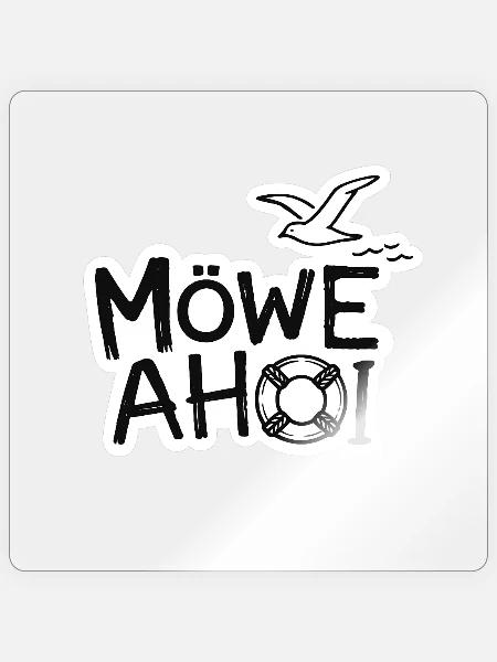 Möwe Ahoy Nautik Sticker - Sticker Größe S (10 x 10 cm) - Transparent glänzend