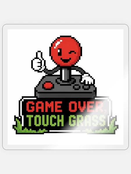 Game Over Touch Grass Pixel - Sticker Größe S (10 x 10 cm) - Transparent glänzend