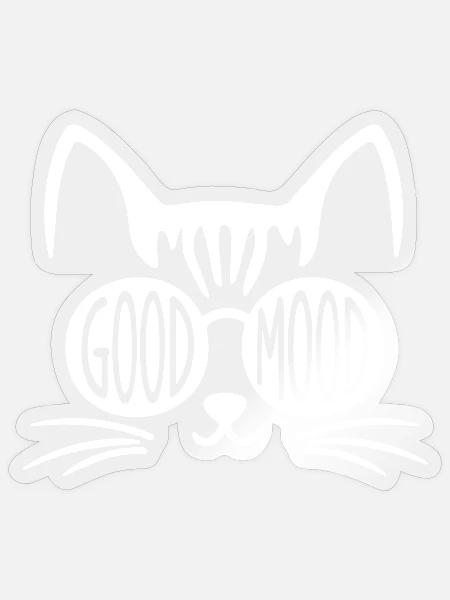 Good Mood Katze mit Rundbrille - Sticker Größe S (10 x 10 cm) - Transparent glänzend