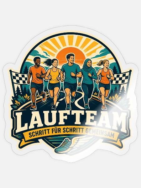 Laufteam – Schritt für Schritt gemeinsam - Sticker Größe S (10 x 10 cm) - Transparent glänzend