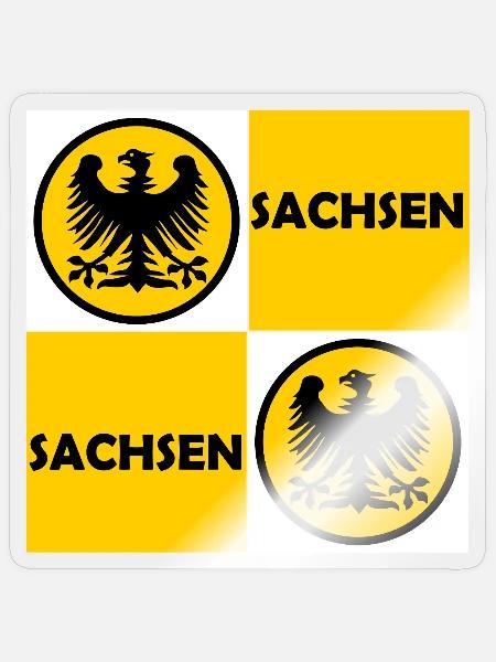 Sachsen Quadratflagge Adler - Sticker Größe S (10 x 10 cm) - Transparent glänzend