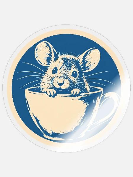 Maus in der Teetasse - Sticker Größe S (10 x 10 cm) - Transparent glänzend