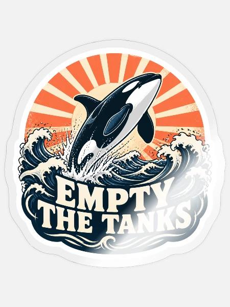 Orca Schutz – Empty the Tanks - Sticker Größe S (10 x 10 cm) - Transparent glänzend