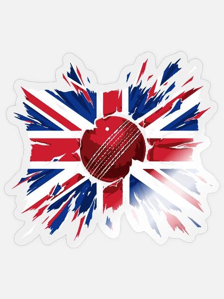 Britische Cricket-Union Jack Splat - Sticker Größe S (10 x 10 cm) - Transparent glänzend