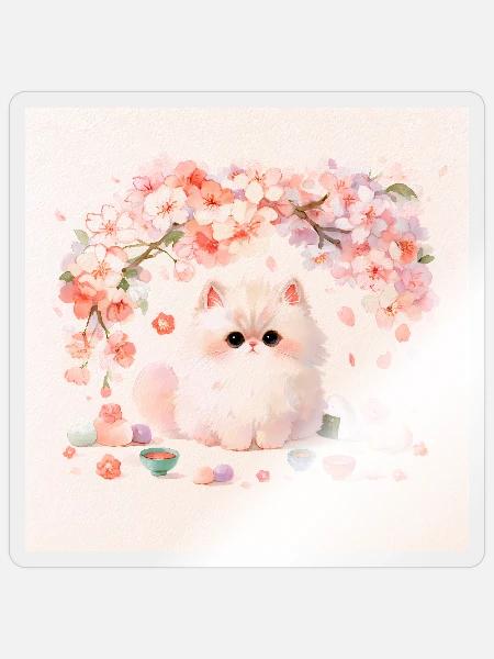 Pastel Kitten Frühlingsblumen - Sticker Größe S (10 x 10 cm) - Transparent glänzend