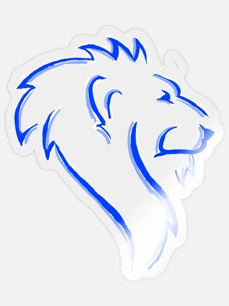 Neon Blue Lion Umrisskunst - Sticker Größe S (10 x 10 cm) - Transparent glänzend