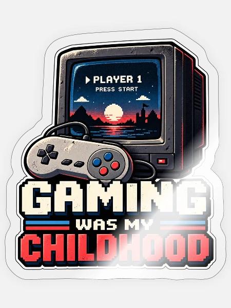 Gaming war meine Kindheit - Sticker Größe S (10 x 10 cm) - Transparent glänzend