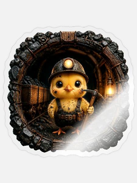 Miner Chick - Sticker Größe S (10 x 10 cm) - Transparent glänzend