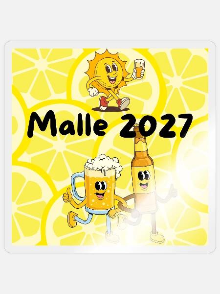 Malle_2027 Design - Sticker Größe S (10 x 10 cm) - Transparent glänzend