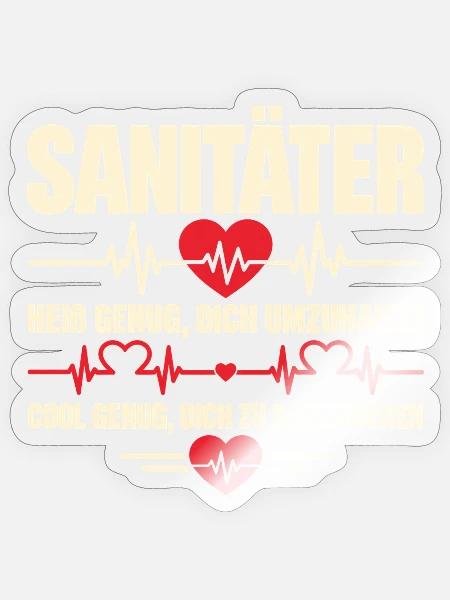 Sanitäter Rettungsdienst Geschenk Geburtstag - Sticker Größe S (10 x 10 cm) - Transparent glänzend