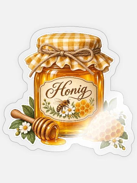 honig - Sticker Größe S (10 x 10 cm) - Transparent glänzend
