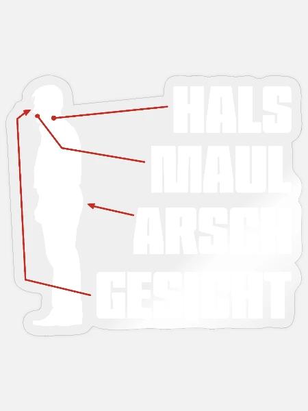 Hals Maul lustiger Spruch - Sticker Größe S (10 x 10 cm) - Transparent glänzend