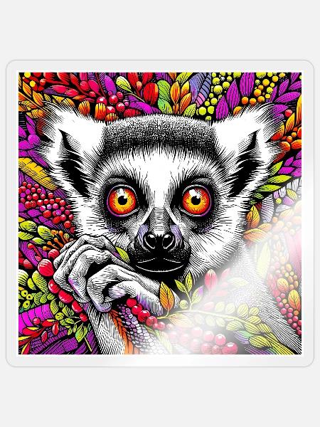 Lemur - Sticker Größe S (10 x 10 cm) - Transparent glänzend